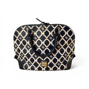 Dooney & Bourke Navy and Cream Signature Satchel